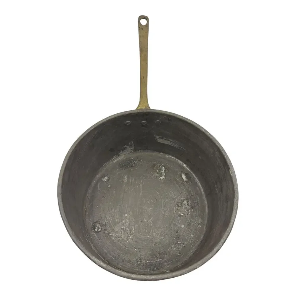 Antique/ Vintage Copper Saucepan with Brass Handle Tin Lined, Hand‎ Riveted